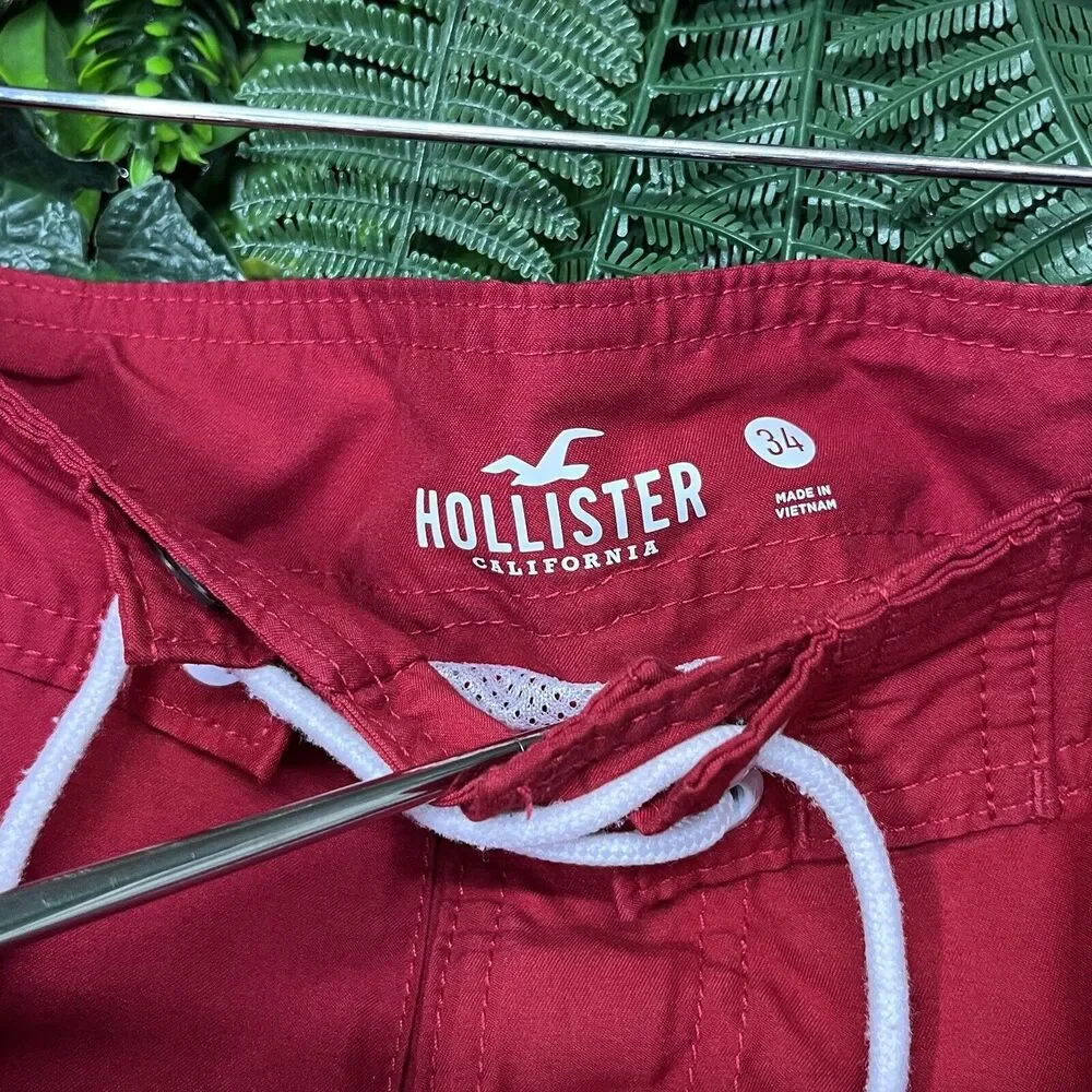HOLLISTER‎ Shorts Men 34 Red Swim Trunks Pocket 2010